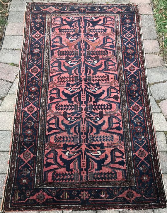 Vintage Persian Hamadan rug with a hand-woven, medium to low wool pile and even ...