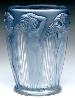 A Lalique Danaides vase depicting nude women pouring water from large jug on sho...