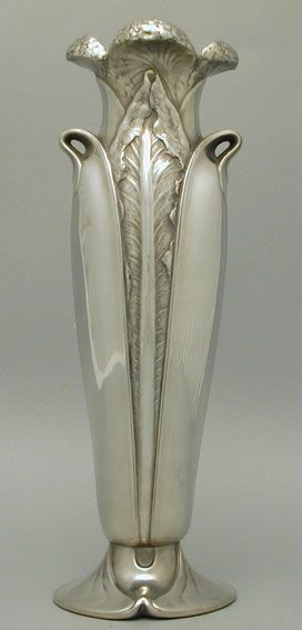 Christoffle Art Nouveau pewter vase
