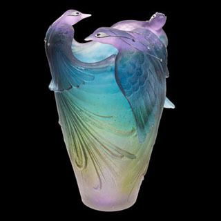 Daum Crystal BIRD OF PARADISE JEWELS VASE 03963 New In Box MINT  $35,245.00  US