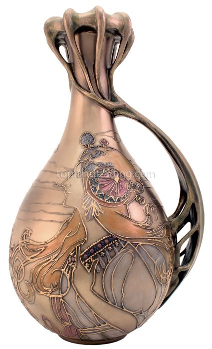 Hand Blown Art Nouveau Vase Designed by Mucha