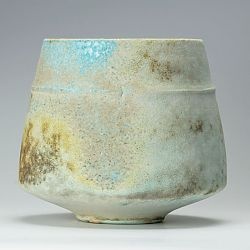Jack Doherty - soda fired bowls | Lemon/turquoise ribbed bowl | Our Artists | On...