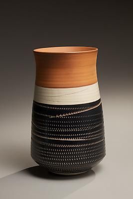 Kondo Yutaka (1932 - 1983) Cylindrical white and black glazed stoneware vase wit...