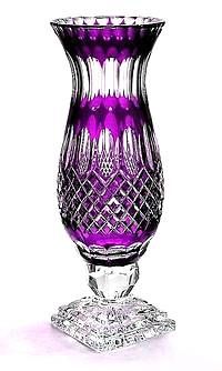 Lavender Pedestal Chimney Style Polish Crystal Vase -