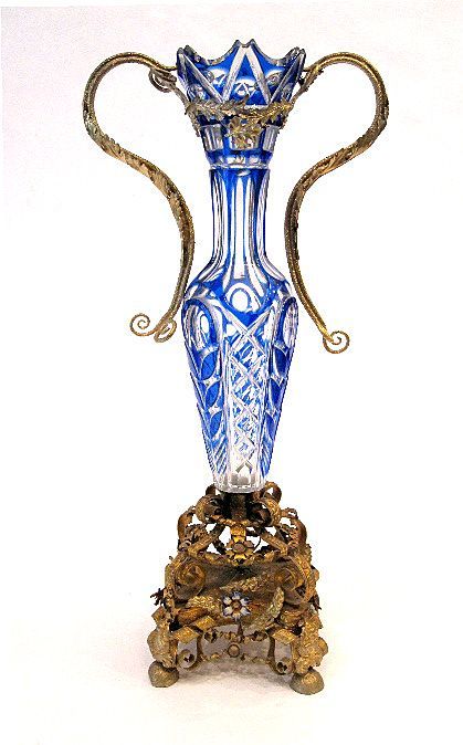 Palais Royal Cut Crystal Vase With Fine Dore Bronze Mounts