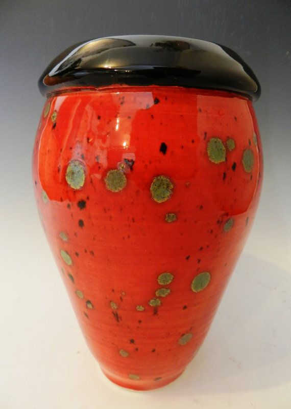 Red crystal vase by MarkCampbellCeramics on Etsy, $35.00