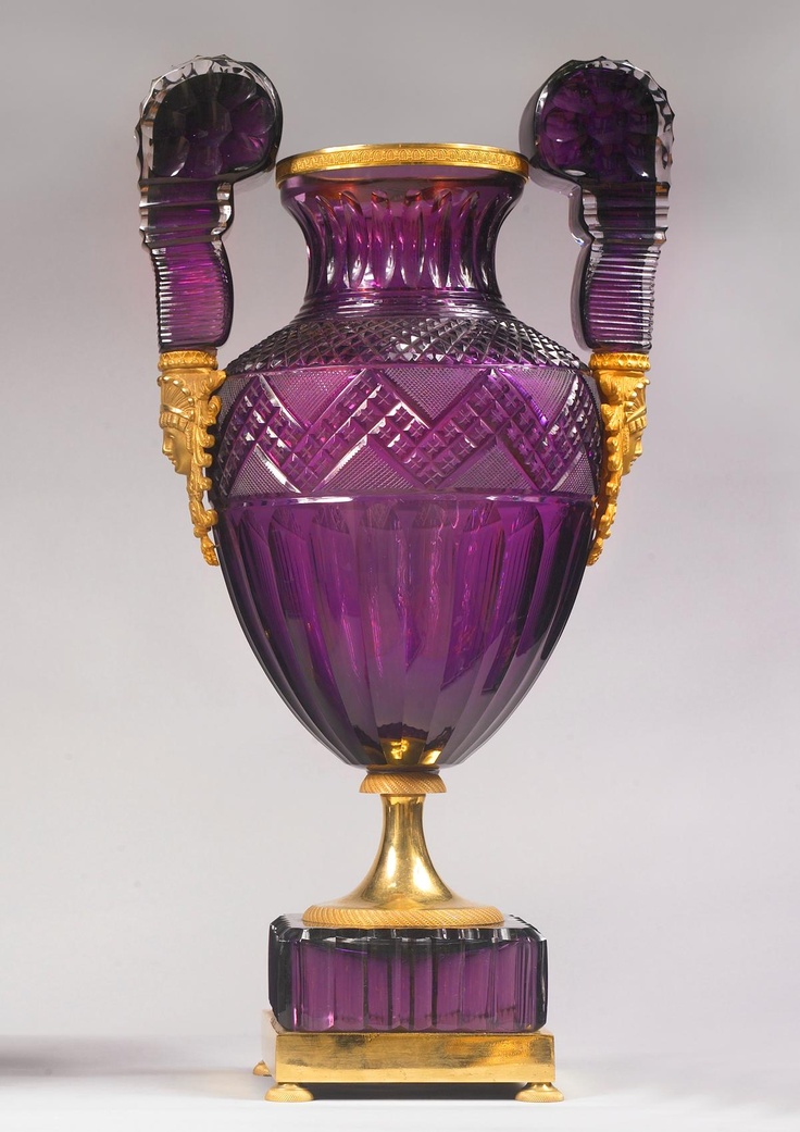 Saint Petersburg Imperial Manufacture ,Pair of cut crystal vases