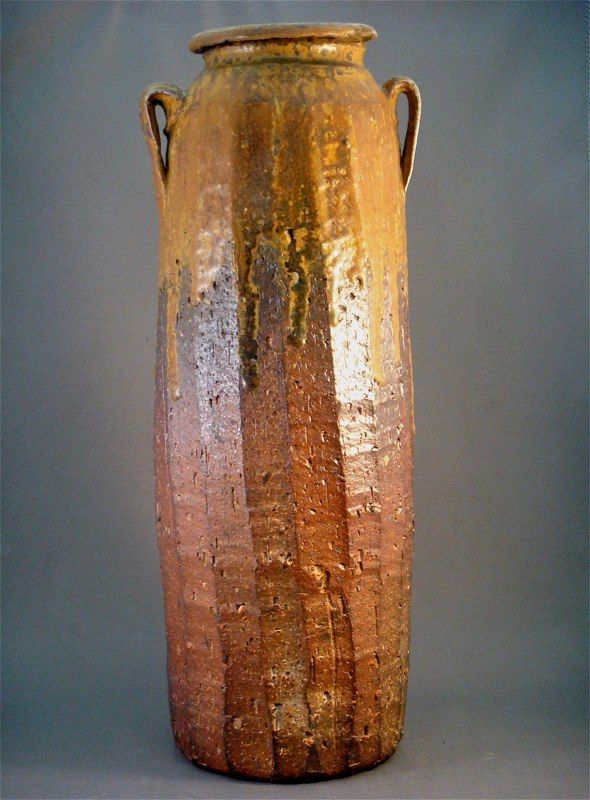 stoneware vase with ash glaze, soda fired, David Cuzick