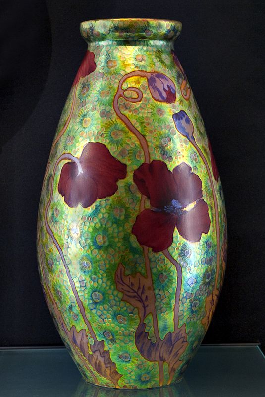 Zsolnay, Pécs, Eosin-Glaze Decorated Earthenware Vase.