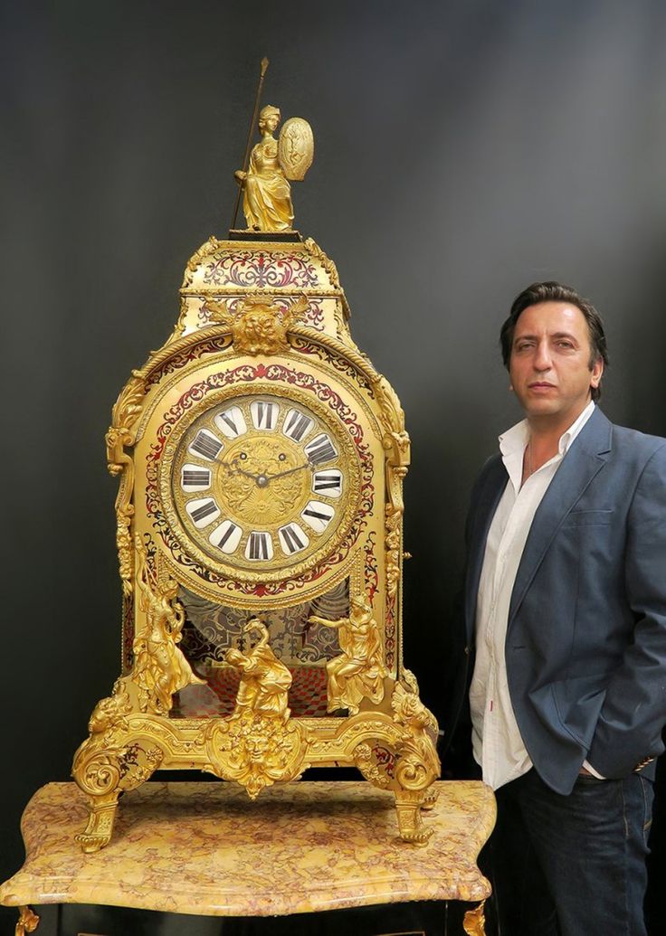 19th C. Monumental French Boulle Figural Clock on