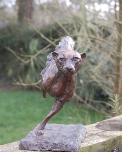 #Bronze #sculpture by #sculptor Marie Ackers titled: 'Running Cheetah (Small Bro...