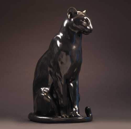 #Bronze #sculpture by #sculptor Nick Bibby titled: 'Black Panther (life size Bro...