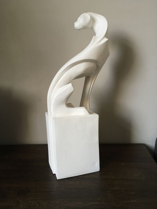 Marble resin #sculpture by #sculptor Marie Ackers titled: 'Zimba - Large cheetah...