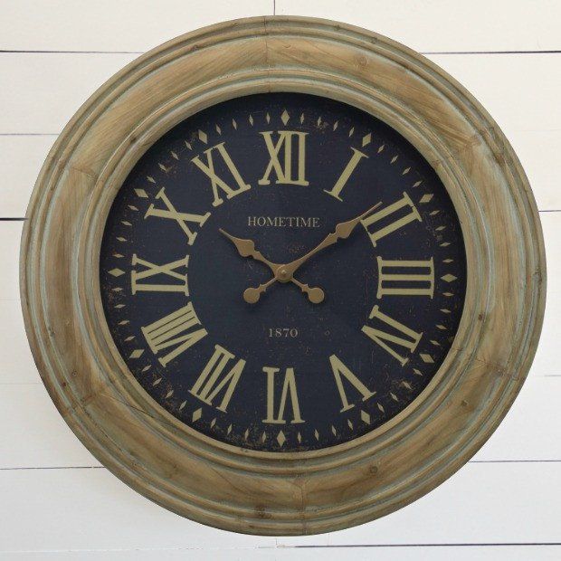 Traditional Round Wood Framed Wall Clock