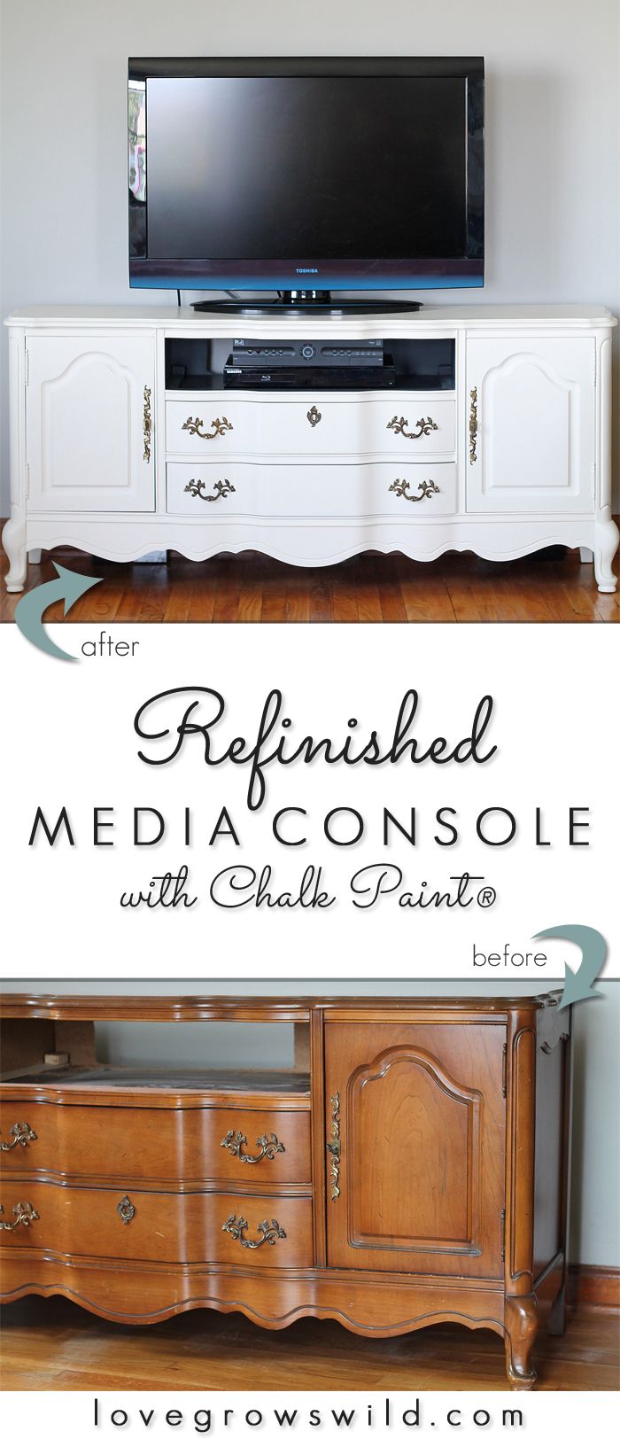 A media console gets a BIG Chalk Paint makeover! Come see the transformation ste...
