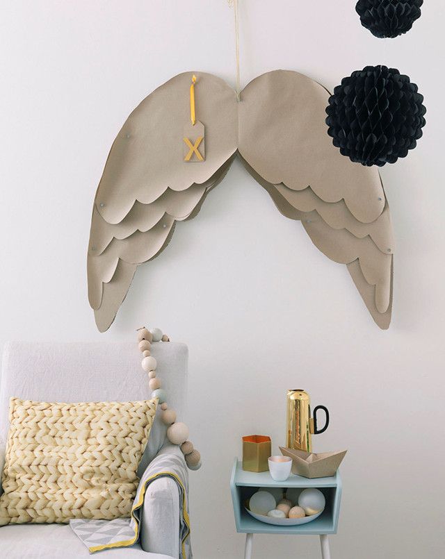 Angel wings silhouette from craft paper
