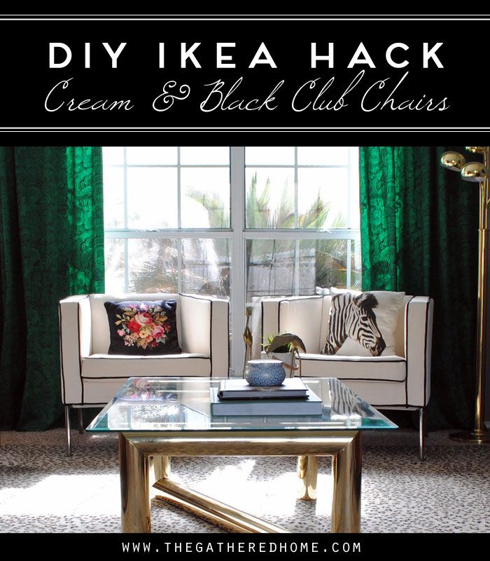 DIY Ikea Hack Cream and Black Club Chairs | www.thegatheredho...