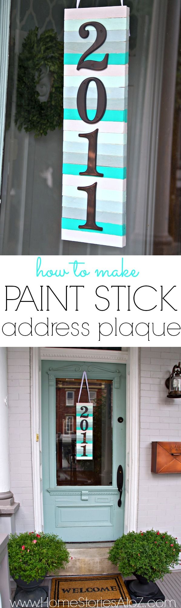 Easy craft to whip up. Paint stick address plaque. Makes a great housewarming pr...