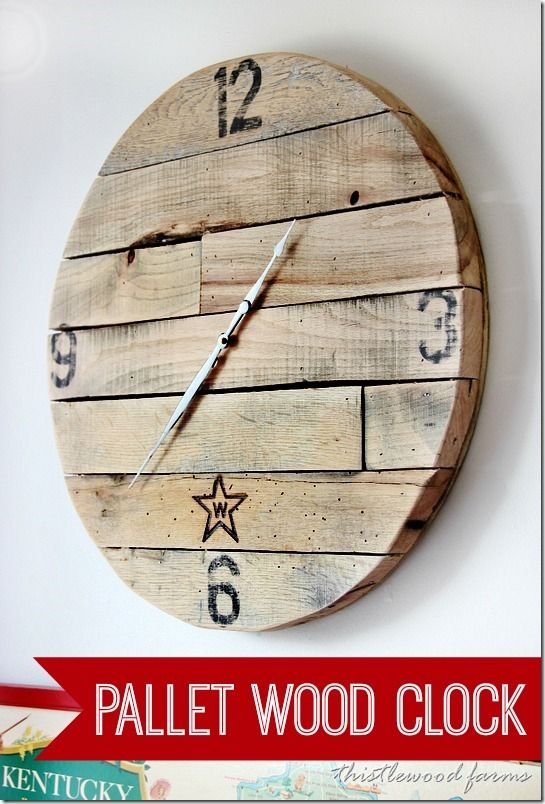 How to Make a Pallet Wood Clock by www.thistlewoodfa... #pallet #clock #diy