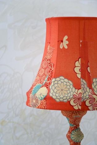 Kimono lamp... mod podge the fabric to the base and embroider the fabric on the ...