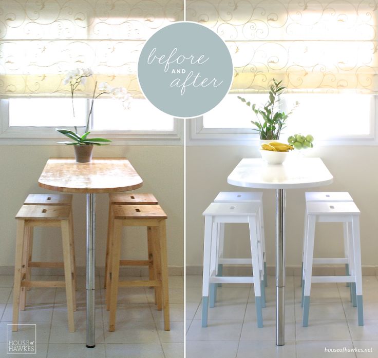 Mini kitchen makeover: paint-dipped IKEA chairs