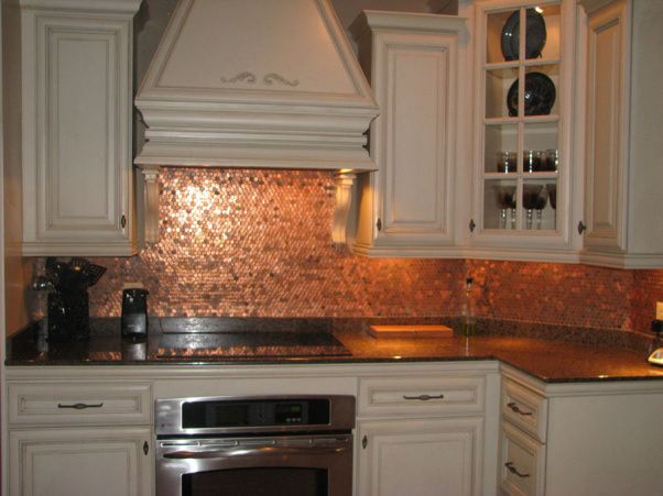 My Penny Backsplash, Inspired by penny floors from 