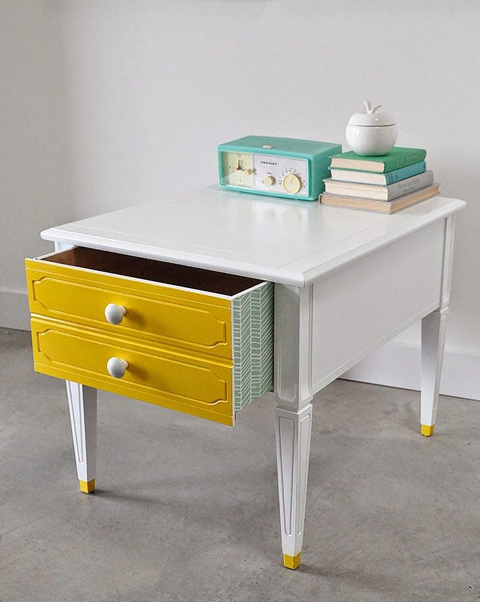 Poppytalk: Before and After: Vintage Side Table with Dipped Tips