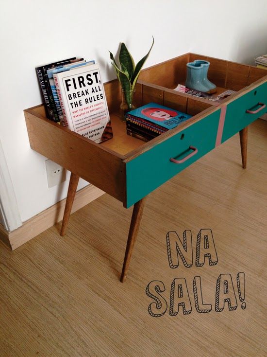 Small table made from two drawers