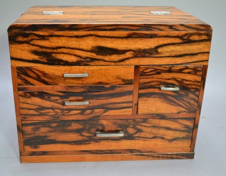 Exotic lacquered wood sewing or craft box from the 1900's for $150