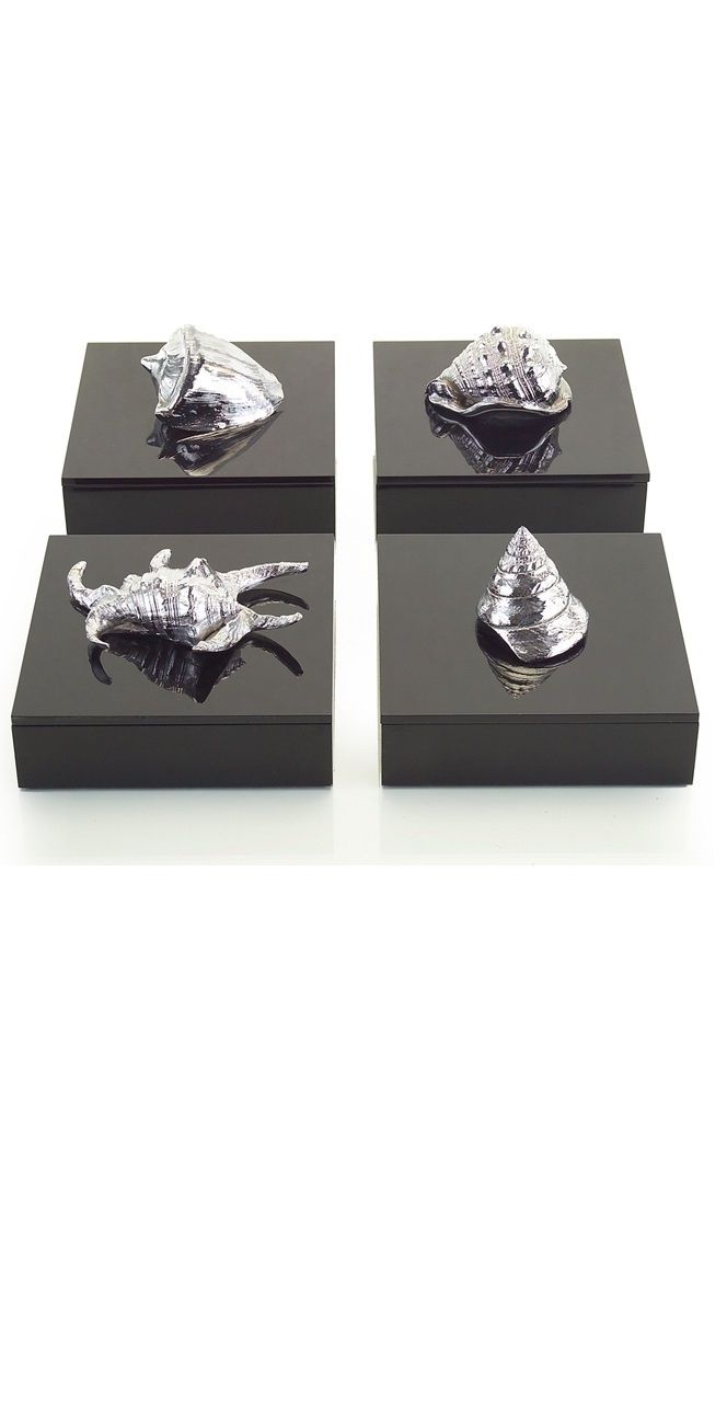 InStyle-Decor.com Designer Silver Shell Desk Boxes, Luxury Wedding Gifts, Weddin...