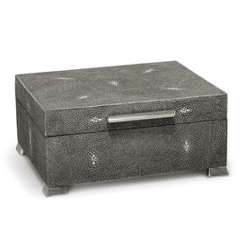 Limited Production Design & Stock: Art Deco Artisan Gray Shagreen Embossed Leath...