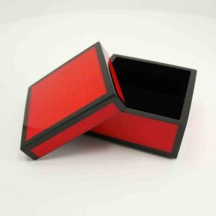 Red Lacquer Square Box.  Nothing has the look of lacquer, and this red tulip woo...