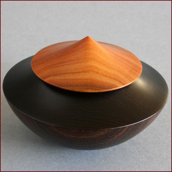 Turned Wood - Jacob Weissflog. Box with spinning top, 2013. African Blackwood, P...
