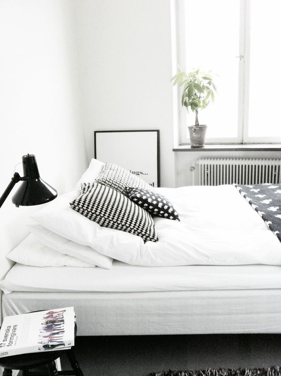 black and white very simple. this idea of a room would prob b very inexpensive a...