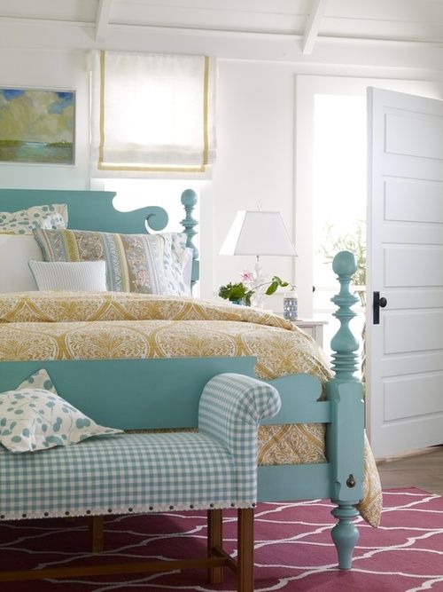 fresh colors - love the bed and gingham bench