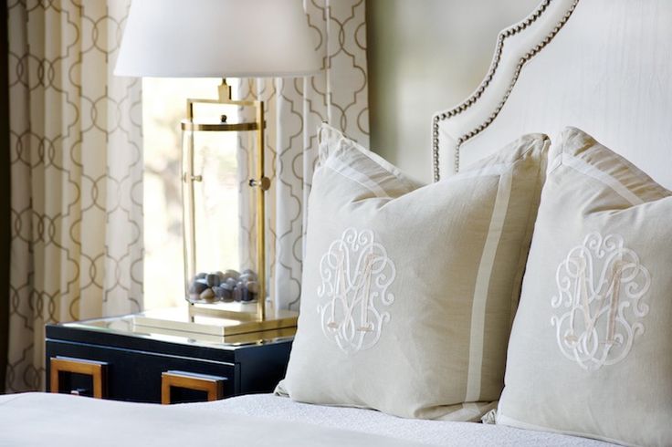 Love the Monogram Pillows and headboard.