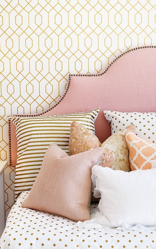{Pink, coral, gold and graphic girls bedroom} on Life On Virginia St.