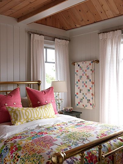 Sarah Richardson Cottage Farmhouse Bedroom: Serene, but colorful at the same tim...