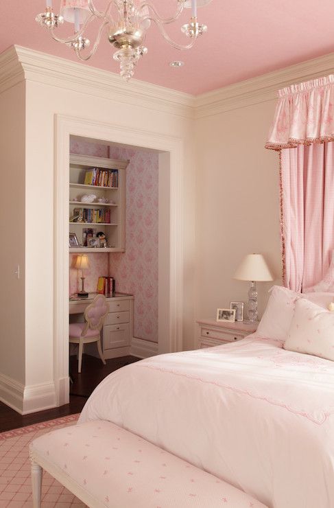 Wright Building Company - girl's rooms - ivory walls, ivory and pink bedroom...