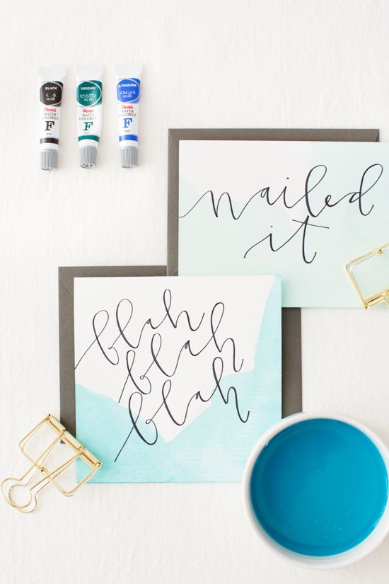 DIY // Dip Dyed Stationery with Hand Lettered Messaging