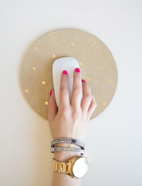 DIY Gold Polka Dot Mousepad