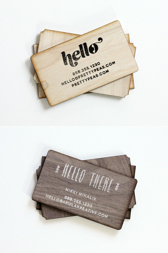 DIY stamped wood business cards + packaging