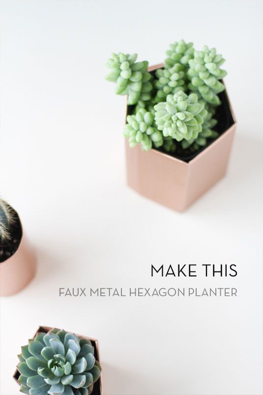 Make It: DIY Metallic Geometric Planters in 5 Minutes » Curbly | DIY Design Com...