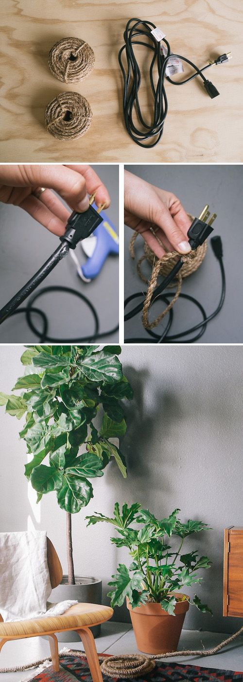 Use rope to cover ugly wires.