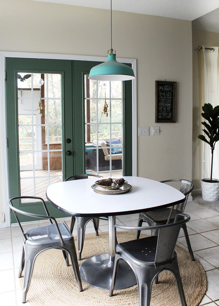 update your french door with paint for $80! love the Basil green door color