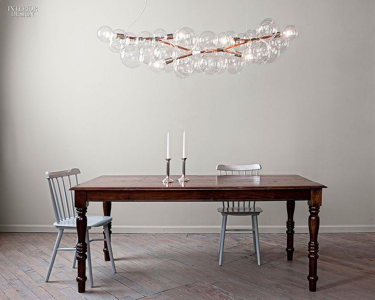 ICFF Preview: 22 Products to Look For | Long Bubble chandelier in glass and nick...