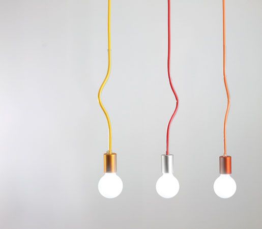 Rappel pendant fixtures in anodized aluminum with nylon-wrapped cord by Seascape...