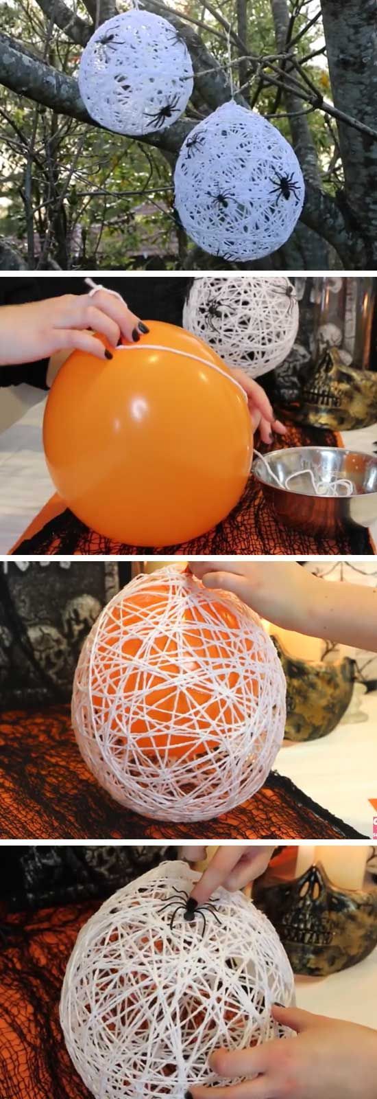 Balloon Spider Web | 20+ DIY Halloween Crafts for Kids to Make