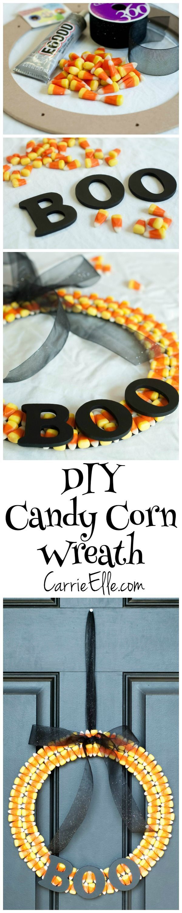 Cute, easy and cheap - this DIY Candy Corn Wreath is perfect for Fall!