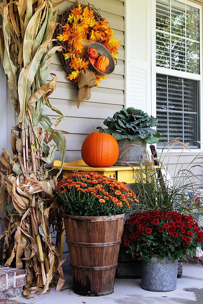 Fall porch decor modern farmhouse style.  Sometimes a traditional look is just w...